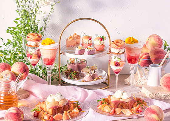 マーサーブランチ ギンザテラス アフターヌーンティーセット ピーチ＆フローラルハニーアフタヌーンティー